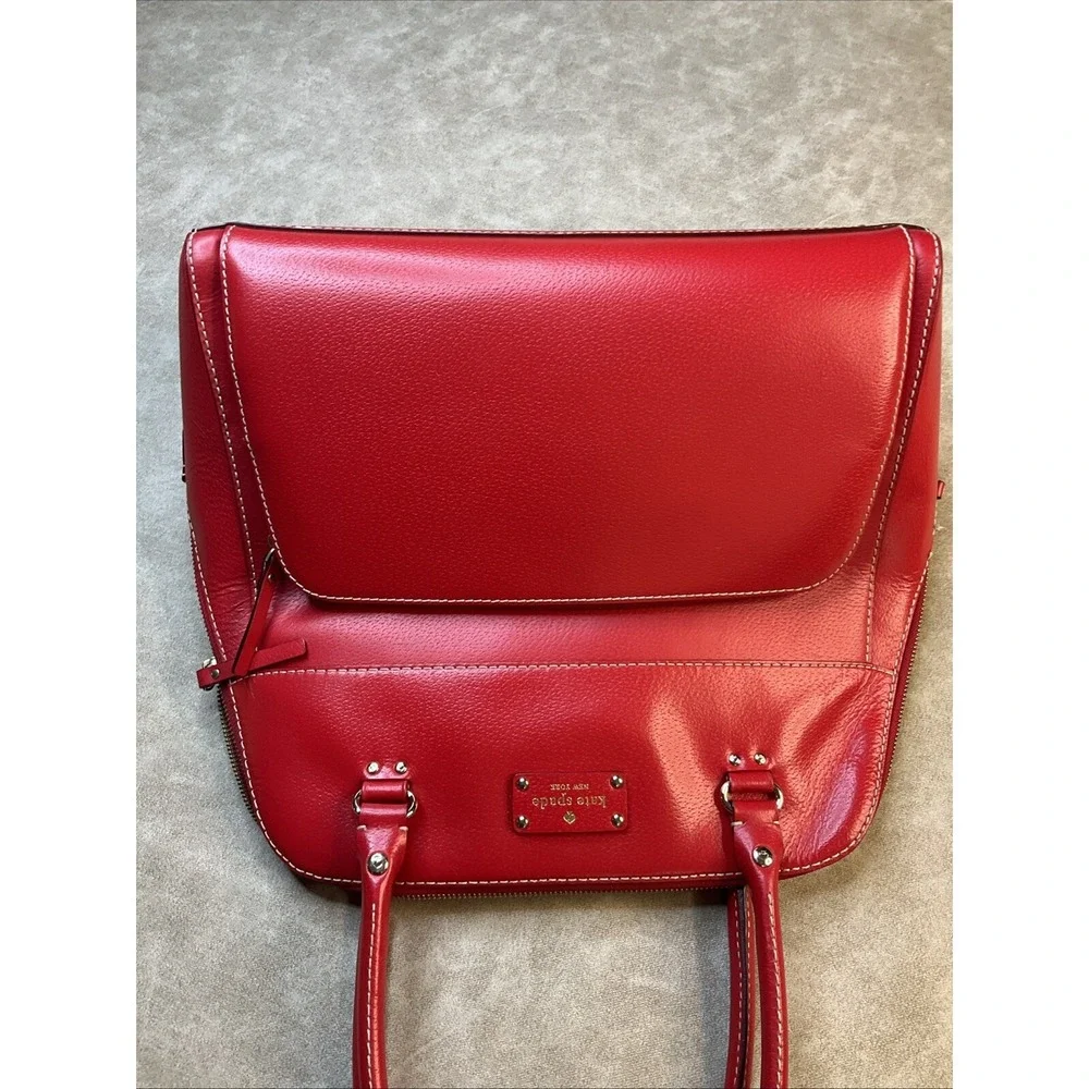 Kate Spade Wellesley Windsor‎ Maeda Red Leather Satchel Rolled Top Handle Bag